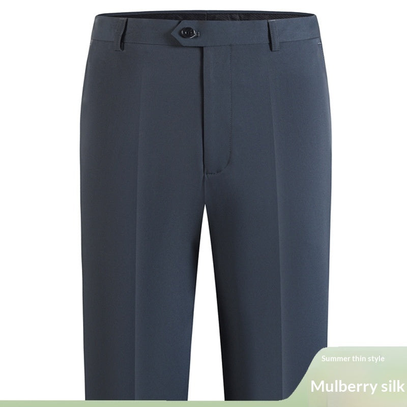 High-end Mens Lightweight Silk Pants For Middle-aged And Older Adults