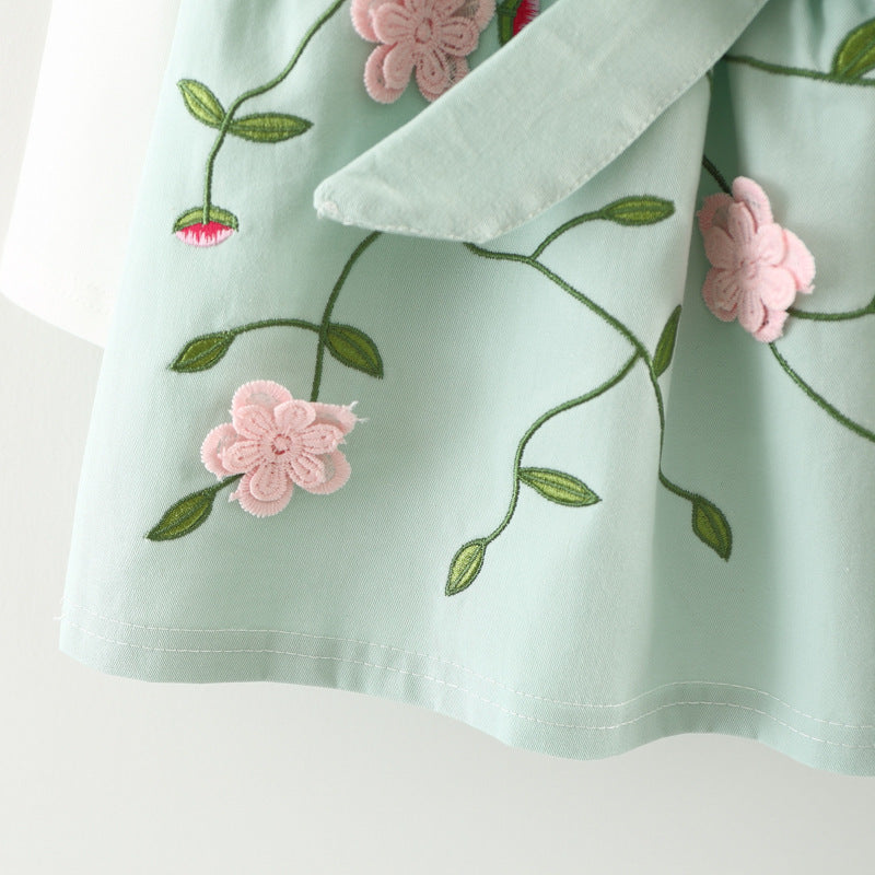 cotton long sleeved T-shirt dress, two sets of infant princess skirt set