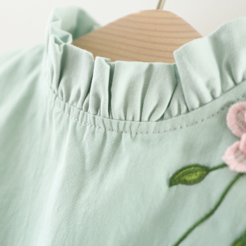 cotton long sleeved T-shirt dress, two sets of infant princess skirt set