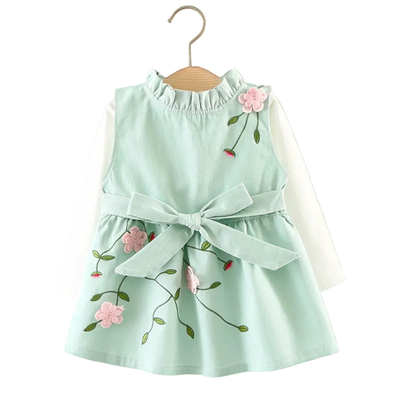 cotton long sleeved T-shirt dress, two sets of infant princess skirt set