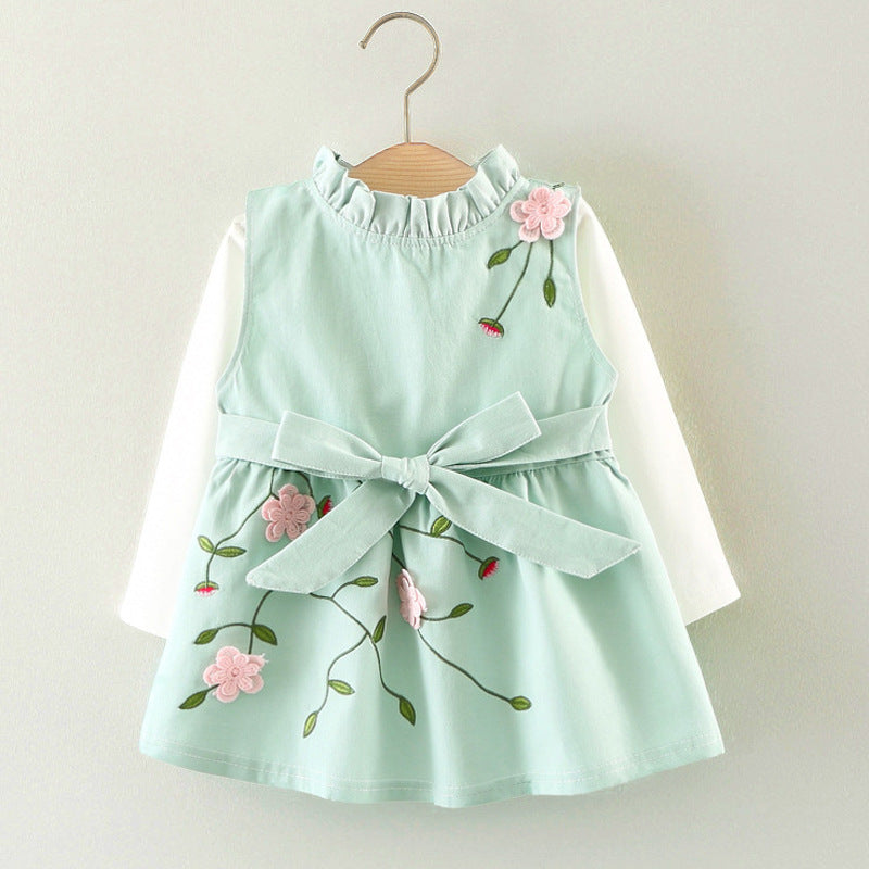 cotton long sleeved T-shirt dress, two sets of infant princess skirt set