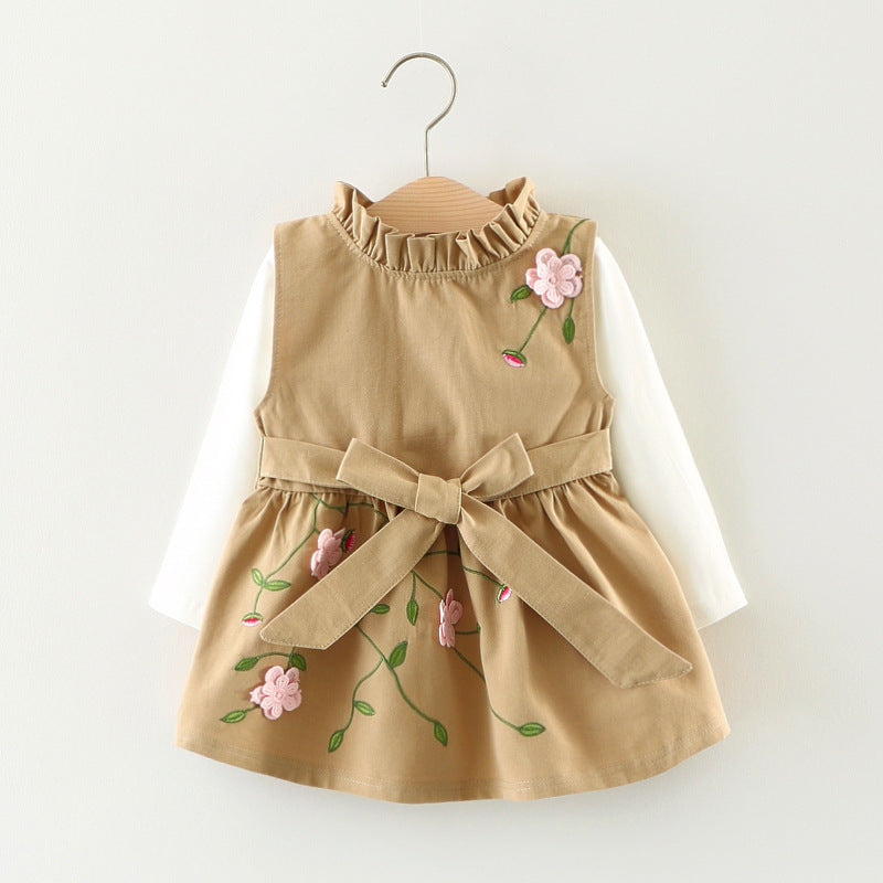 cotton long sleeved T-shirt dress, two sets of infant princess skirt set