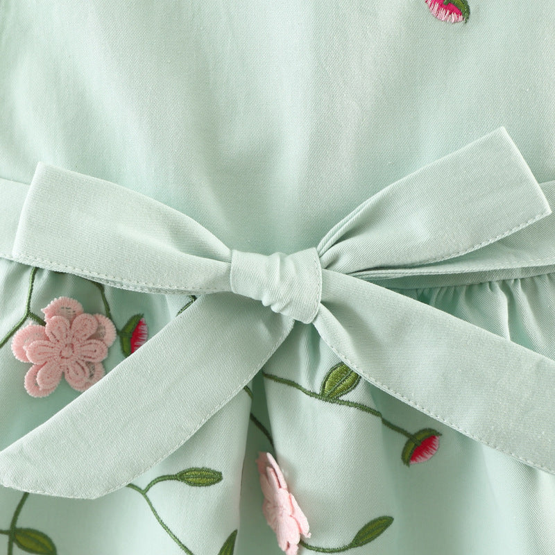 cotton long sleeved T-shirt dress, two sets of infant princess skirt set