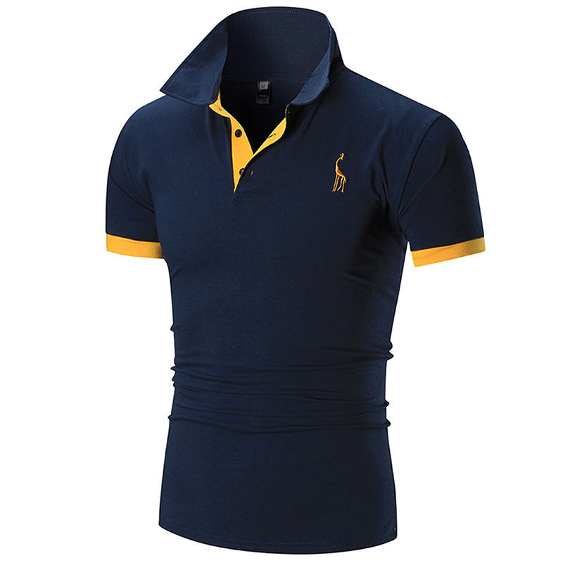Men Short sleeve embroidery fawn sport shirt