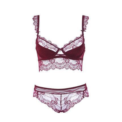 Bra Set Ultra-thin Red Black Lace