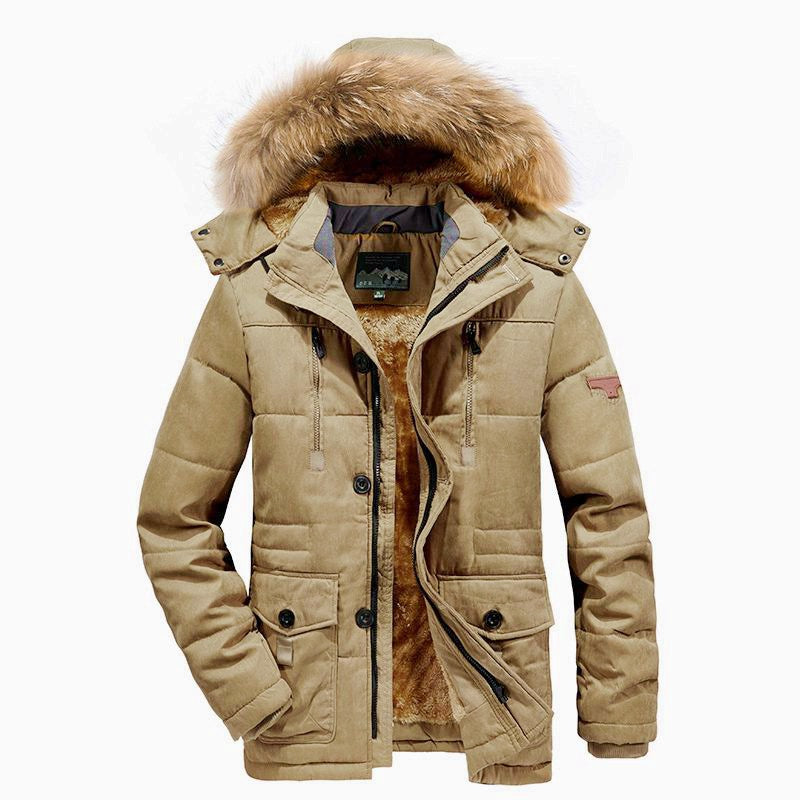 Men's Cotton-padded Coat Mid-length Fleece-lined Thickened