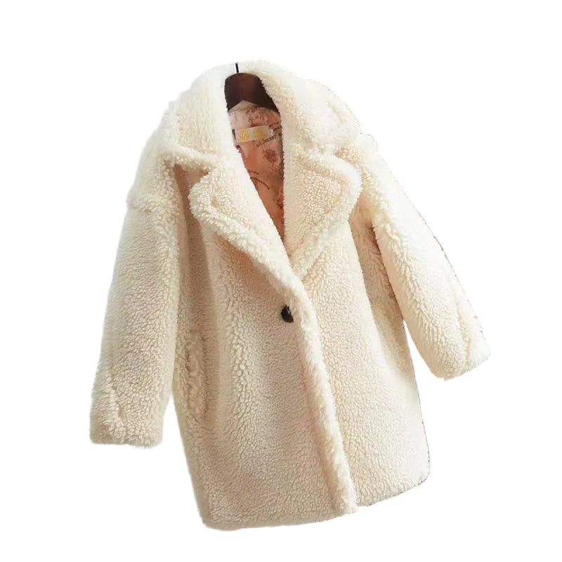 Fur-in-one Cashmere Girls' Coat Thickened