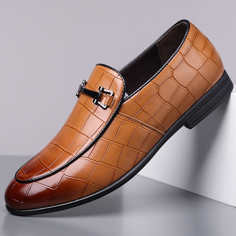 Men's Plaid Rubber Sole Lightweight Leather Shoes