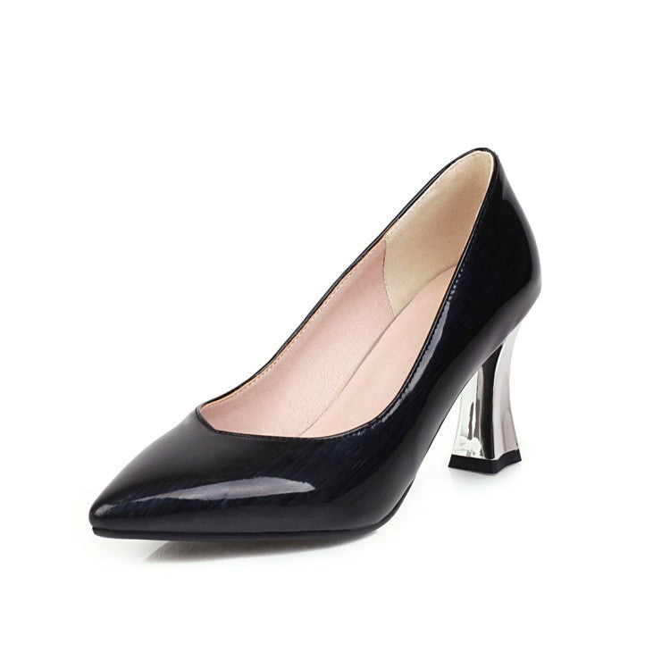 thick heel pointed shoes
