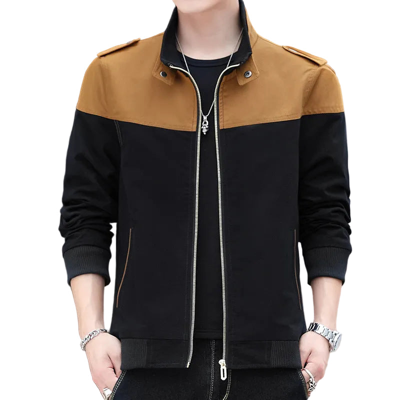 Men's Color Stitching Stand-collar Jacket