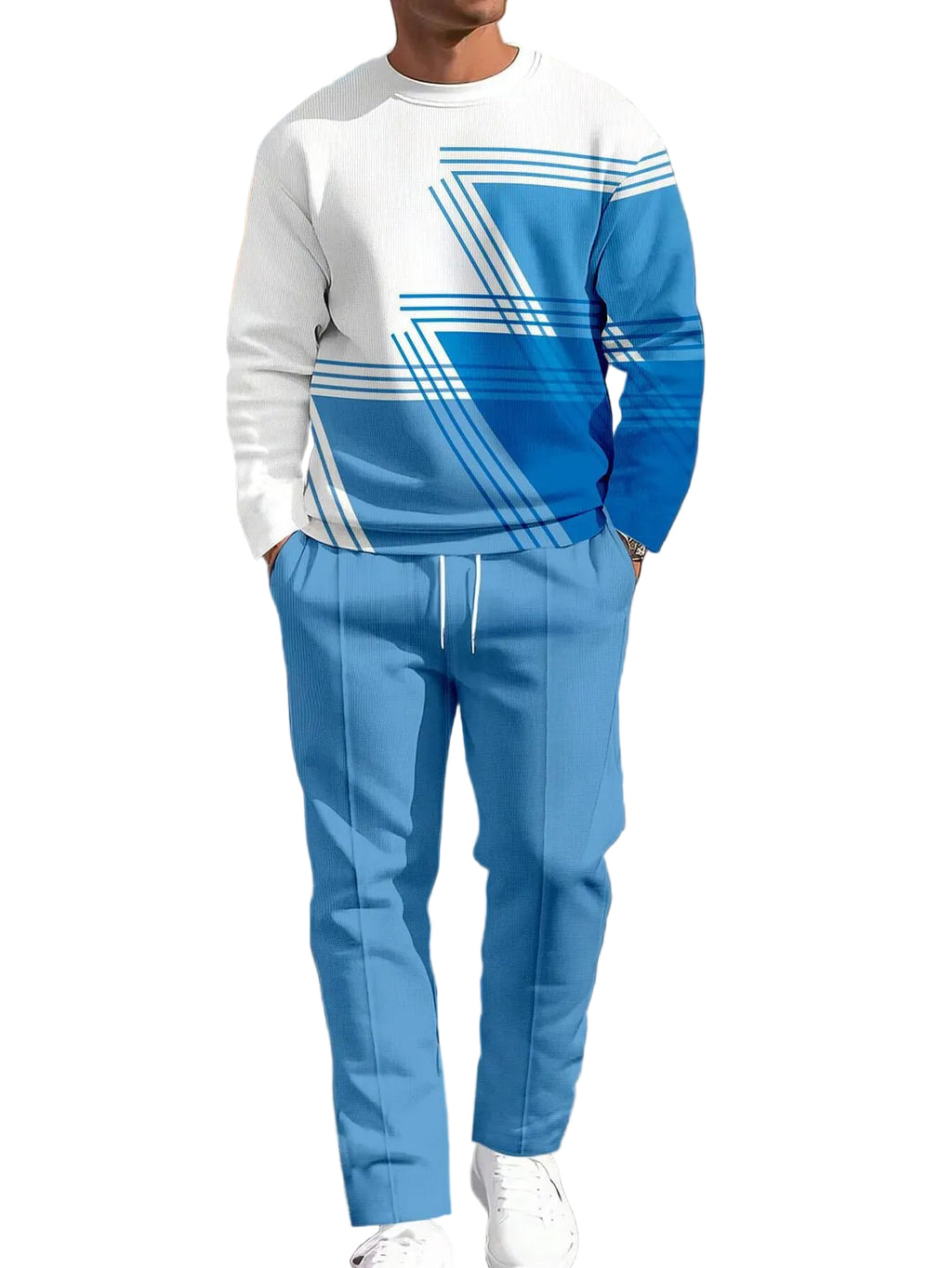 Casual Sporty Round Neck Sweatshirt And Pants Two-piece Set