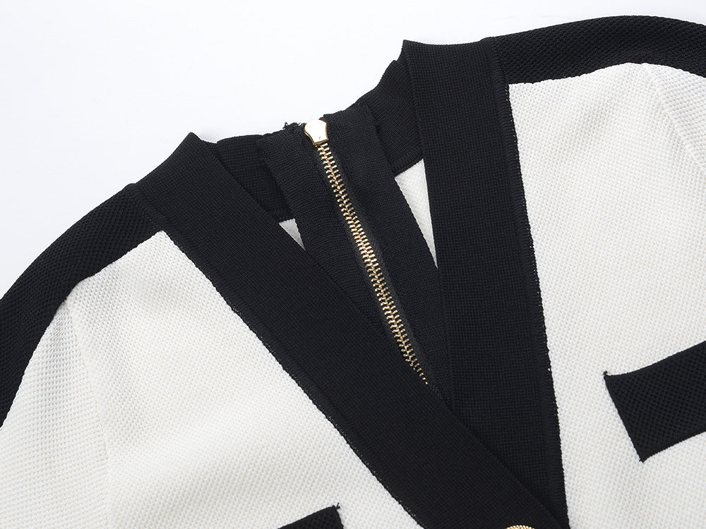 V-neck Zip Wrap Hip Skirt