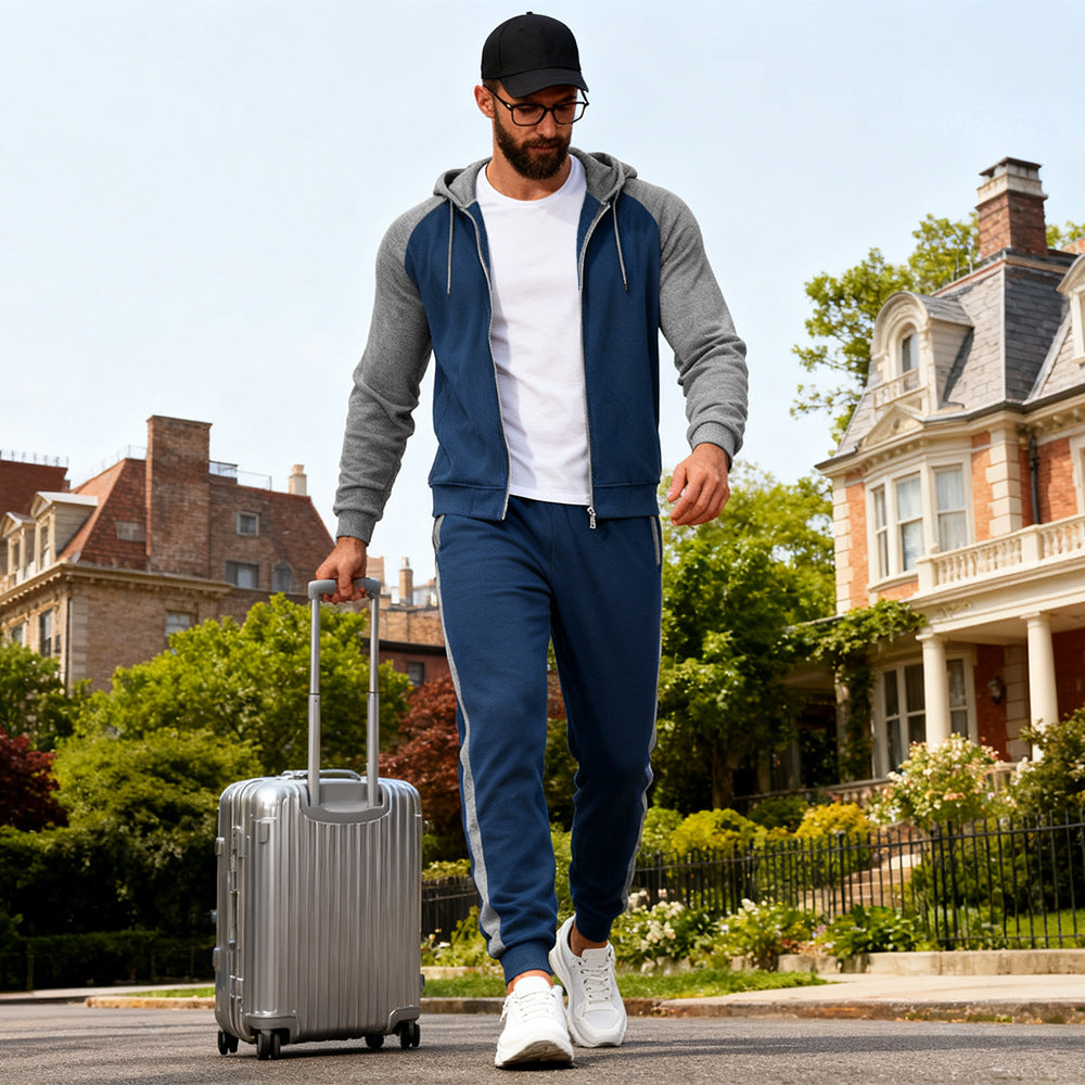 Raglan-sleeve Hooded Sweatshirt Casual Sportswear