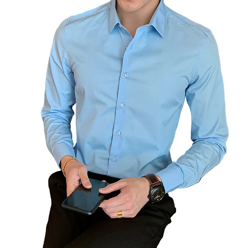 Men's Long Sleeve Shirt Slim Fit Shirt Business Casual White Shirt