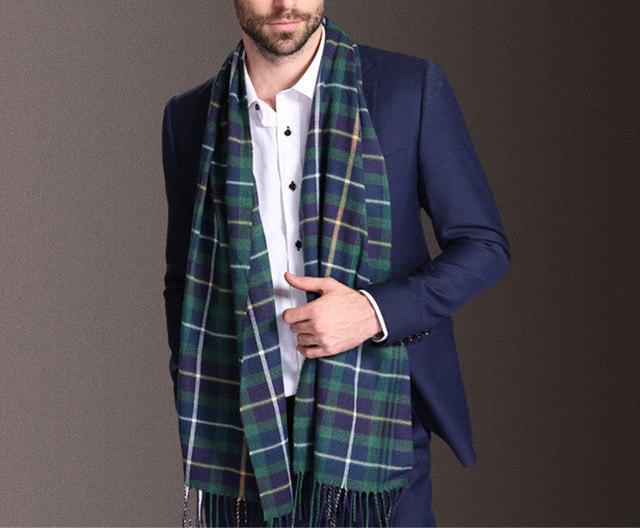 Shawl Scarves Men Winter Warm Tartan