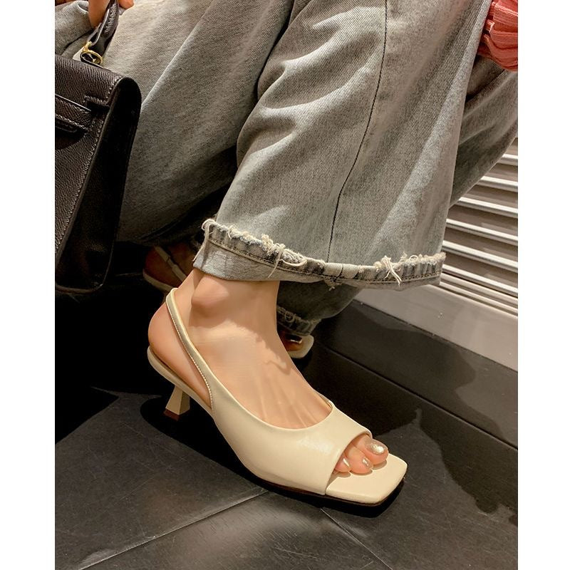Increased Slim Fit Peep Toe Stiletto Heel Sandals