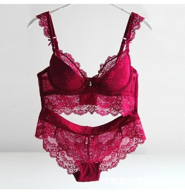 Bra Set Ultra-thin Red Black Lace