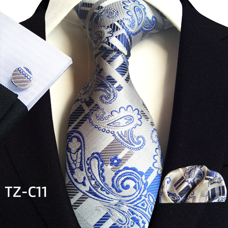 Waist Flower Men's Tie Pocket Towel Cuffs Three Piece Suit