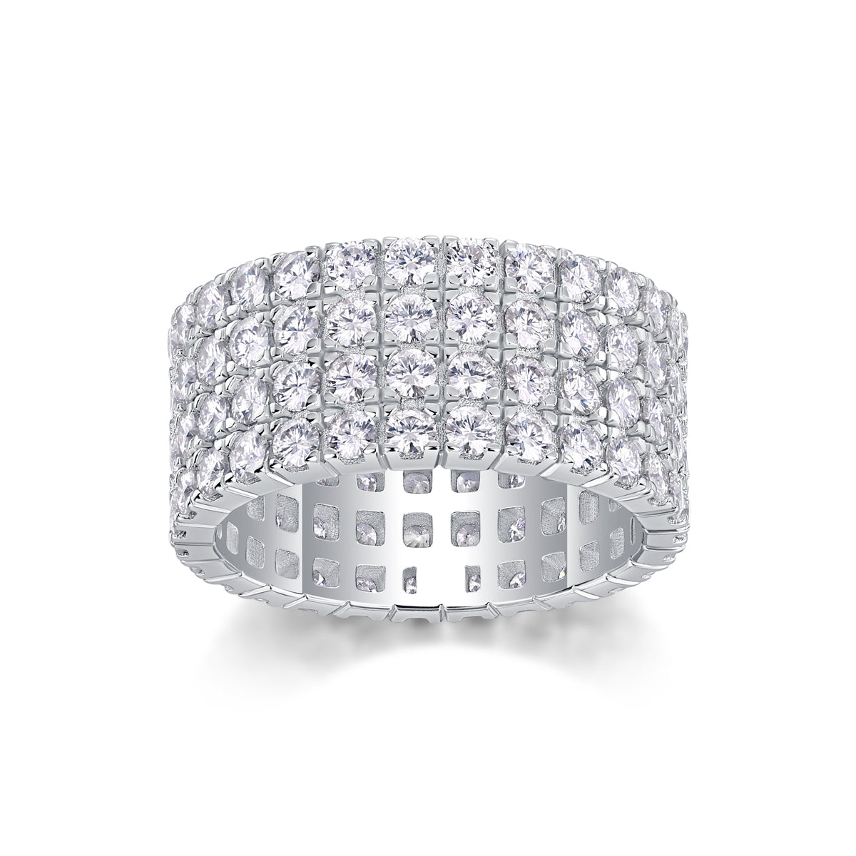 Sparkling And Brilliant - A Wedding Ring Set With Top-quality Moissanite S925 Silver And Platinum-plated Diamond. The Ring Can Be Inspected With A Diamond Pen