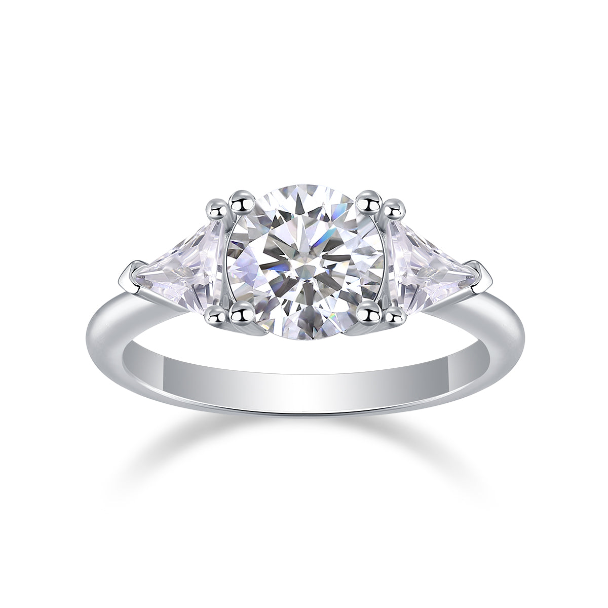 Ocean Diamond - Set With 2-carat Top-quality Moissanite S925 Silver And Gold-plated Diamond Wedding Ring. The Ring Can Be Inspected With A Diamond Pen