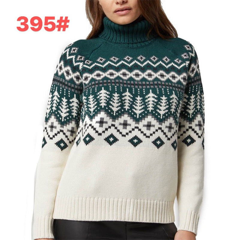 Women's Jacquard Turtleneck  Sweater