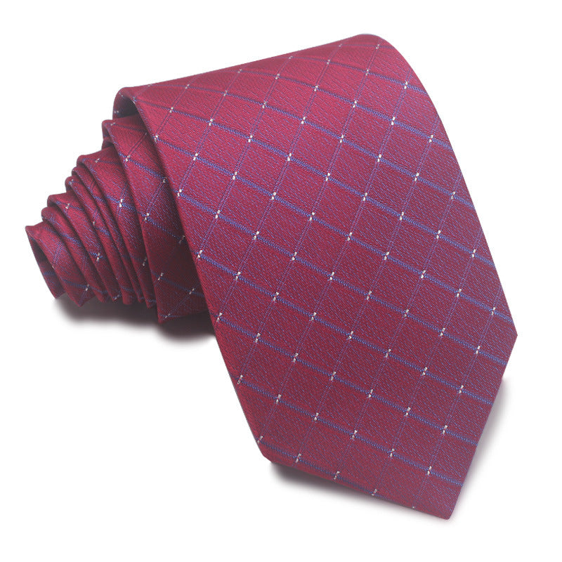 8CM Polyester Jacquard Striped Tie Men's Business Formal Red Black Blue
