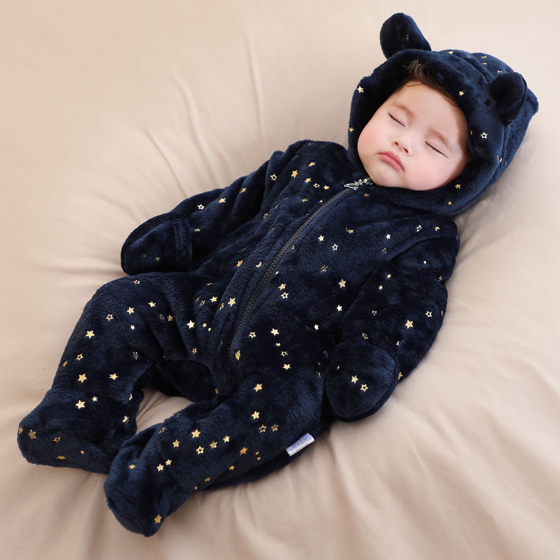 Newborn Clothes Baby Fleece-lined Jumpsuit
