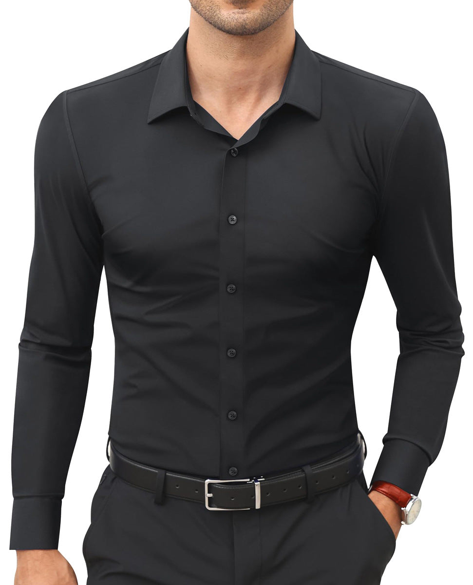 Mens Slim-Fit Solid-Color Work Shirt