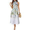 Halterneck Printed Waist  Dress