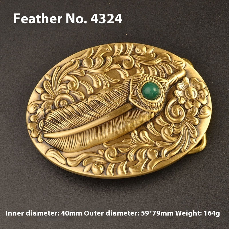Pure Brass Belt Buckle Outer Wear Buckle Plate Pant Belt Buckle Accessories