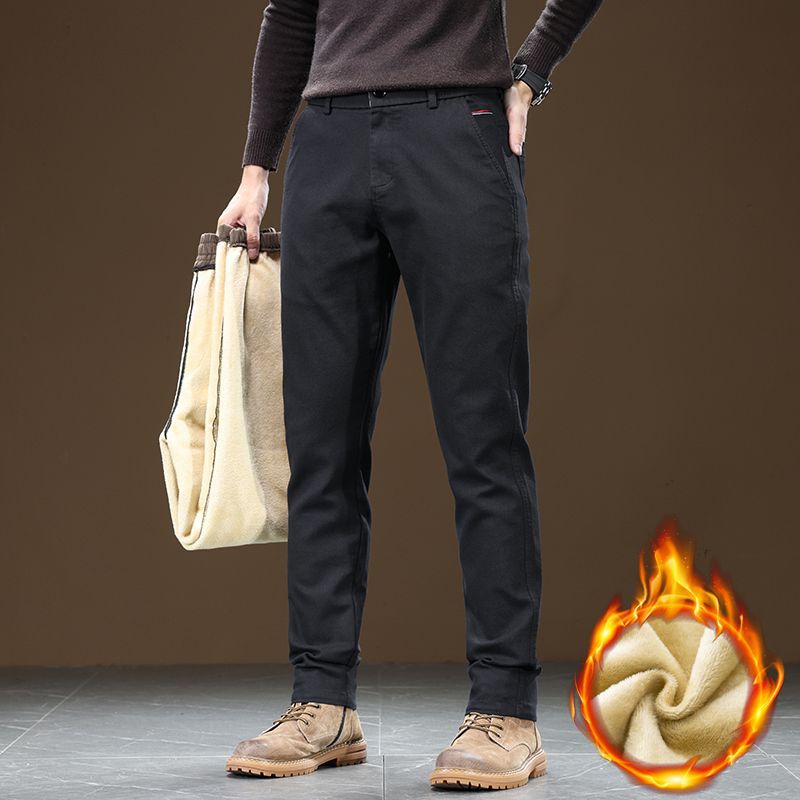 Men's Fleece-lined Slim Fit  Casual Pants
