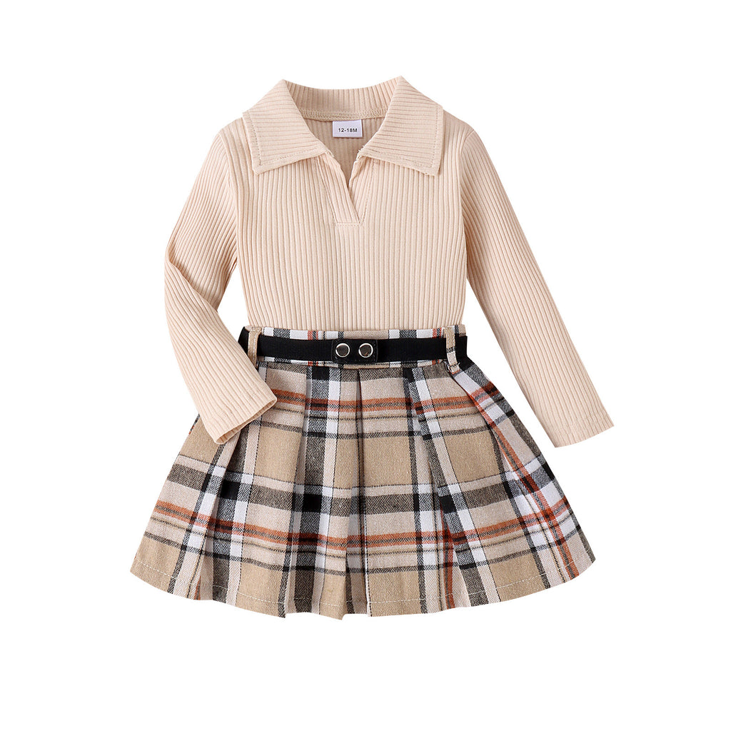 Suit Medium And Small Long Sleeve Pleated Skirt