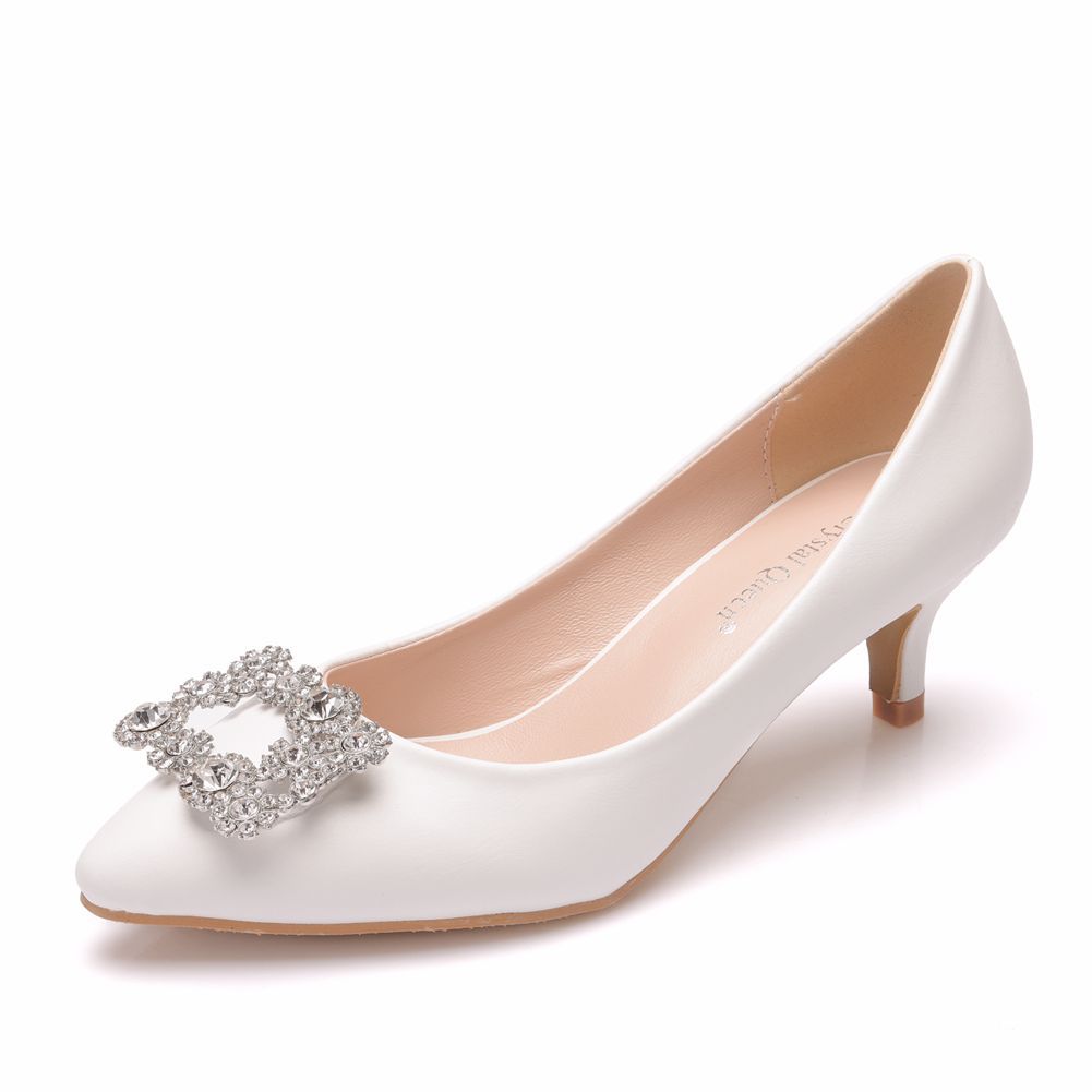 Mid-Heel Square Buckle Rhinestone