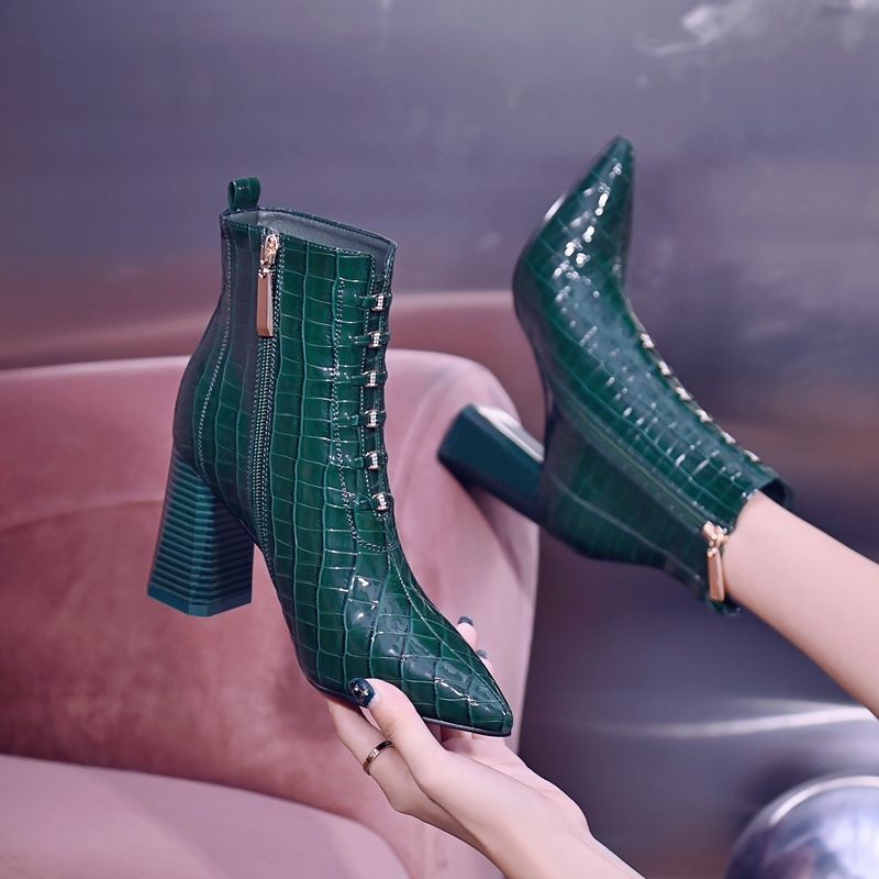 Leather Pointed Toe Knight  Martin Boots