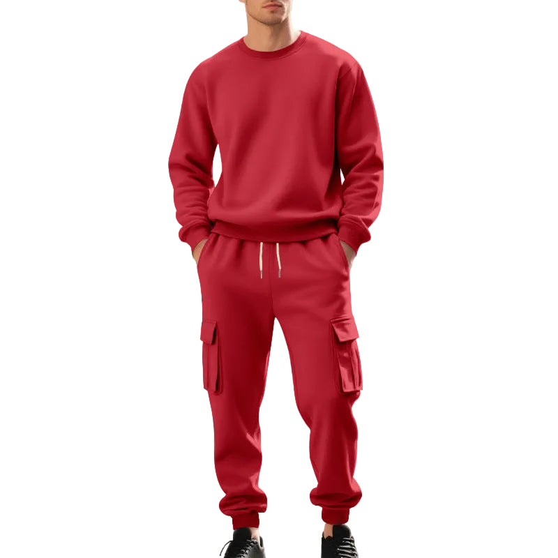 Men's Loose-Fit Casual Sports Crew-Neck Sweater And Pants Set