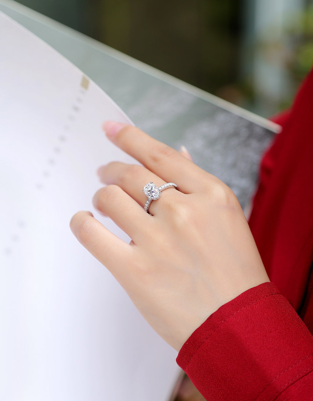 Cinderella - Set With Top-quality Moissanite S925, Silver And Platinum-plated Diamond Wedding Ring. The Ring Can Be Inspected With A Diamond Pen