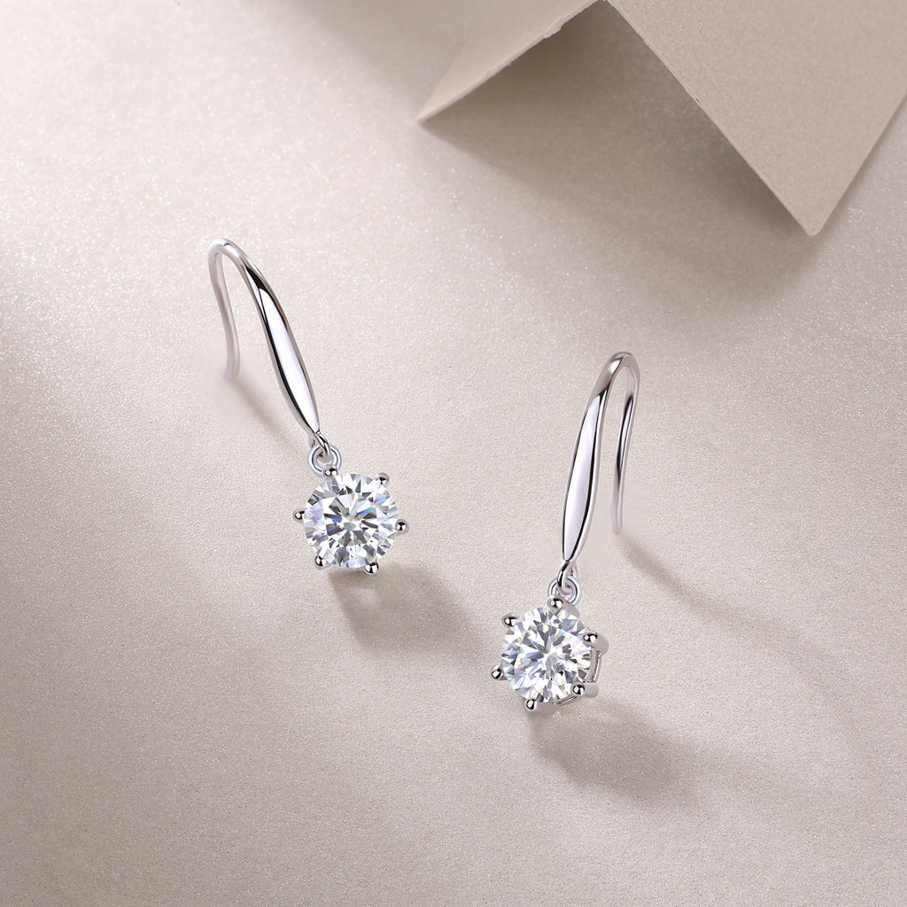 Jumping Wind - Earrings Set With 1-carat Top-quality Moissanite S925 Silver And Platinum-plated Stud Earrings, A Fashionable And Trendy Accessory That Can Be Tested With A Diamond Pen