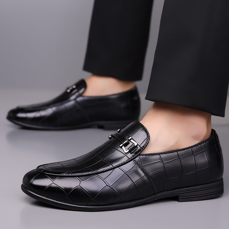 Men's Plaid Rubber Sole Lightweight Leather Shoes