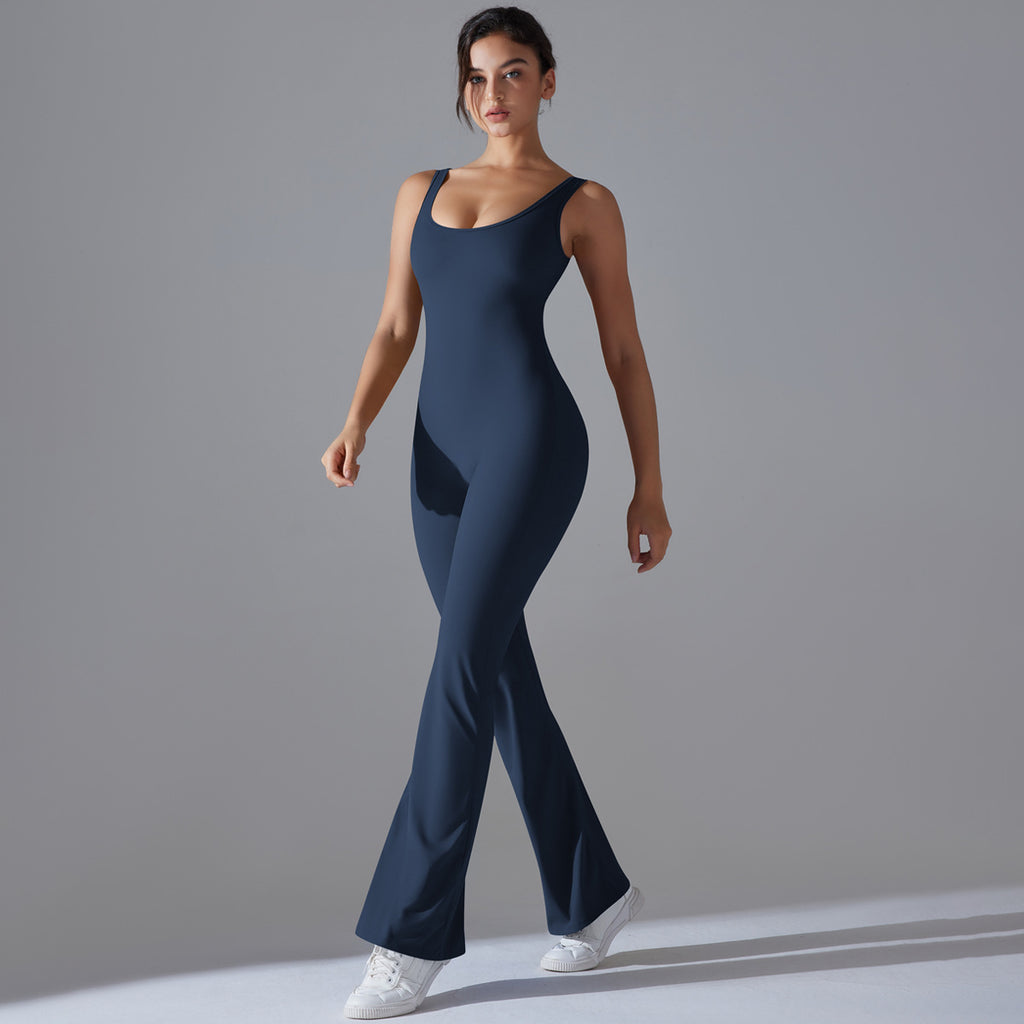 Beauty Back Hip Lifting Long Slim Wide Leg Jumpsuit