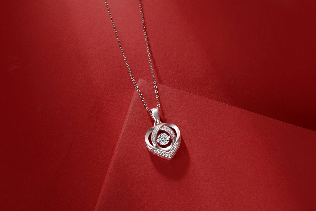 With You In My Heart - A Fashionable And Trendy Necklace Pendant Set With Top-quality Moissanite S925, Silver And Platinum-plated, Can Be Tested With A Diamond Pen