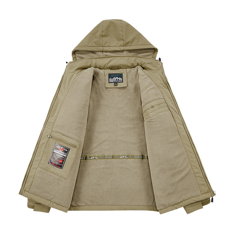 Workwear Outdoor Pocket Cotton Jacket Mid-length