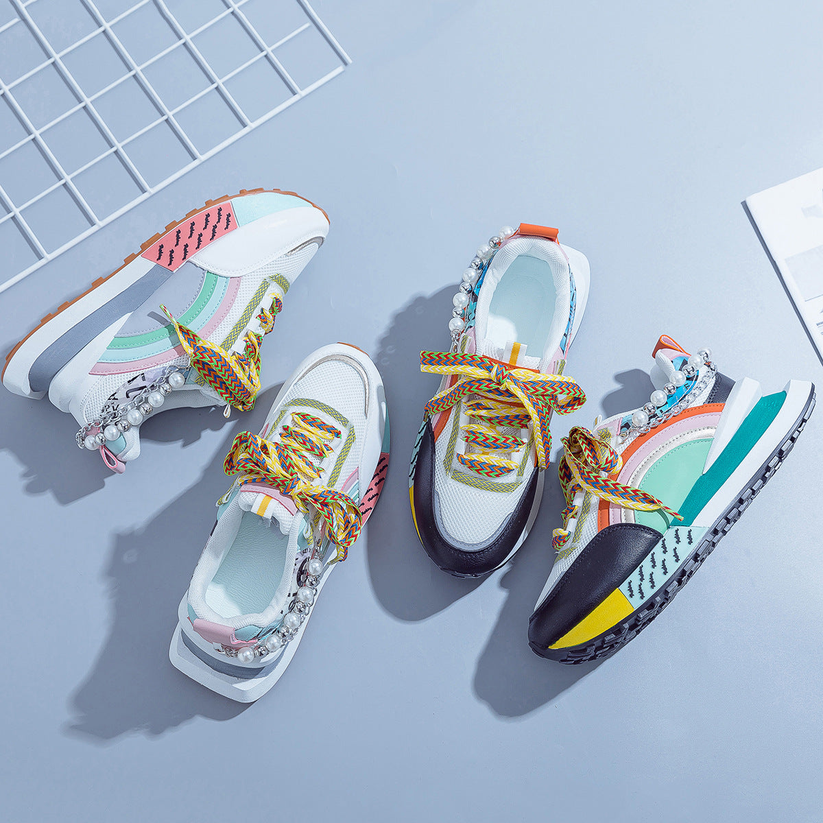 Shiny Chunky Soled Sneakerscasual FashionableAnd On Trend