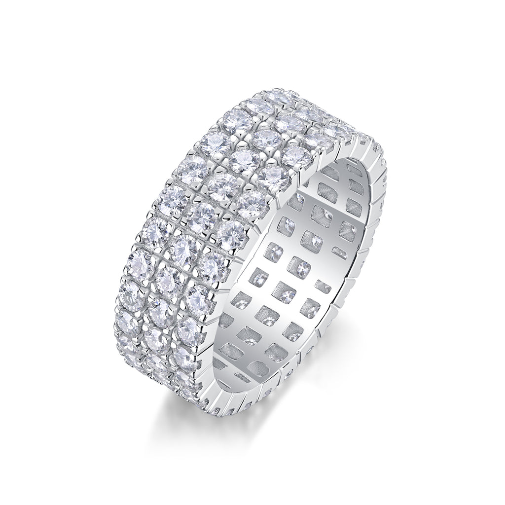 Water Rhythm And Light - A Wedding Ring Set With Top-quality Moissanite S925 In Silver And Platinum-plated. The Ring Can Be Inspected With A Diamond Pen
