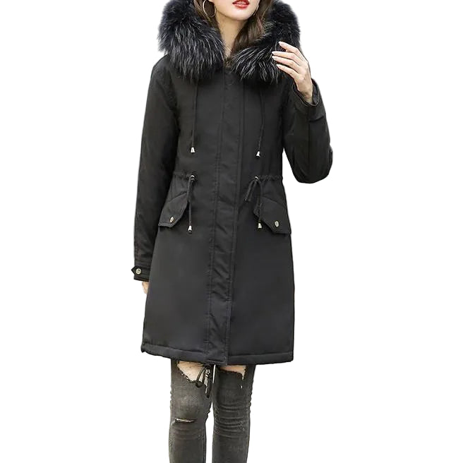 Women's mid-length lamb velvet cotton jacket