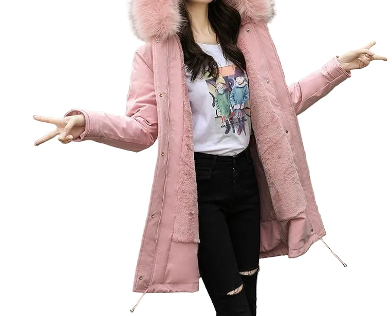 Women's mid-length lamb velvet cotton jacket