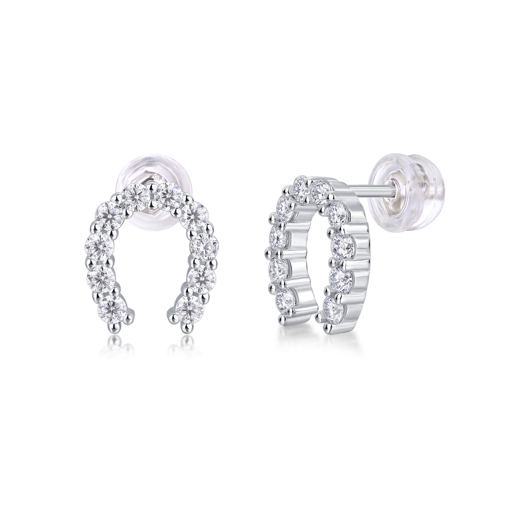 Seize Happiness - Earrings Set With Top-quality Moissanite S925 Silver And Platinum-plated Stud Earrings Are Fashionable And Trendy Accessories That Can Be Tested With A Diamond Pen