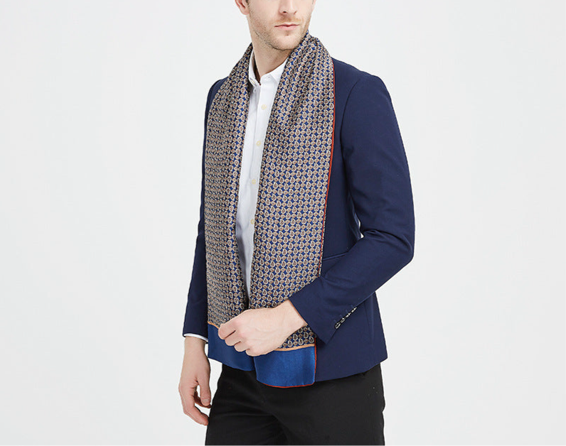 Double-sided Scarf Silk Men's Silk Scarf Long