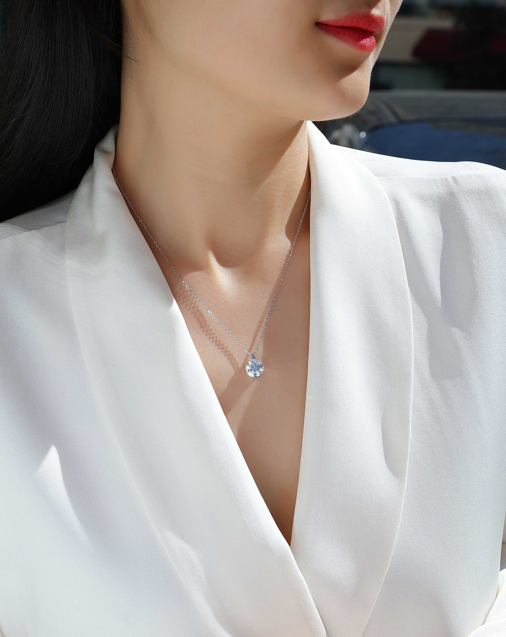 Time Endures - A Fashionable And Light Luxury Jewelry Pendant Necklace Set With Top-quality Moissanite, S925 Silver Plated Platinum