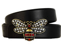 Leather Belt With Metal Bee Buckle