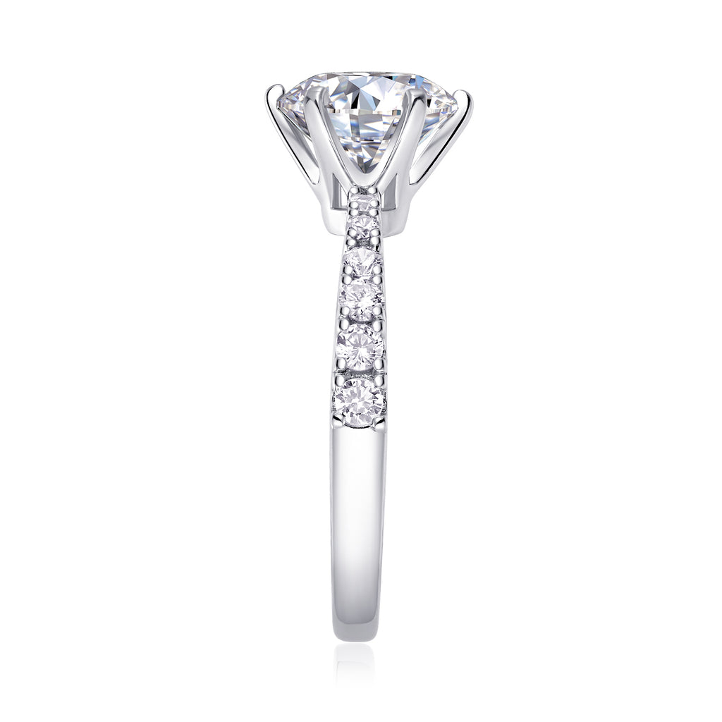 Goddess's Blessing - A Wedding Ring Set With 2-carat Top-quality Moissanite S925 Silver And Platinum-plated Diamond. The Ring Can Be Inspected With A Diamond Pen